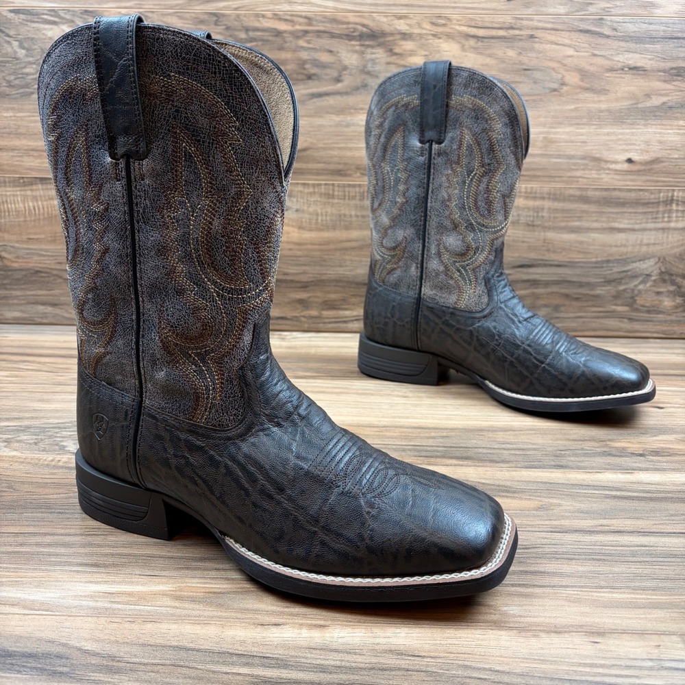 Ariat Steadfast Men 10EE Wide Square Toe 11" Elephant Print Boots 10046977 Brown